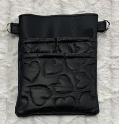 ナースポーチ・オーガナイザー（ハンドメイド） 合皮・黒&ハート圧着キルトCのサムネイル