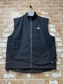 00s adidas アディダス　ナイロンベスト　黒　刺繍　ワンポイント　y2k