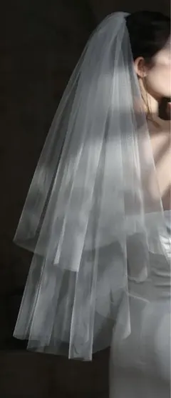 ホワイト チュール ウェディングベール コーム付き　ブライダル　結婚式　花嫁