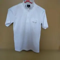 ハーフジップ ホワイトポロシャツ 半袖