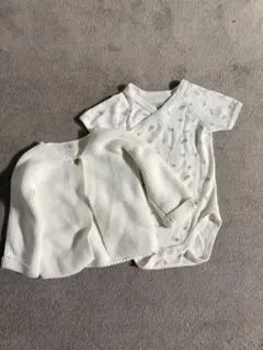 プチバトー ロンパース カーディガン セット 67cm 74cm