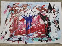 抽象画 アクリル絵具 A3サイズ