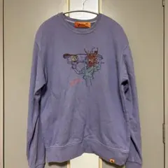LEFTALONE レフトアローン 刺繍 スウェット トレーナー パープル