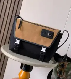 ベージュと黒のショルダーバッグ