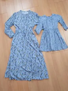 ブルー系　ワンピース GLOBAL WORK 親子お揃い リンクコーデ