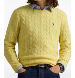 新品 Polo Ralph Lauren ケーブルニットセーター M イエローのサムネイル