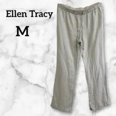 Ellen Tracy 【M】100%リネン イージーパンツ サンドストーン