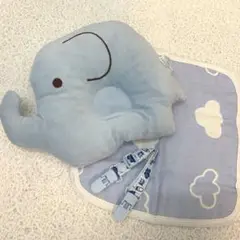saaraword ベビー枕（ぞう）　ハンカチ　マルチクリップ　男の子　水色
