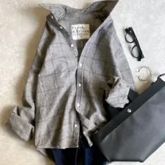 美品 フランク&アイリーン ウールチェック柄シャツ 希少Sサイズ 秋グレー