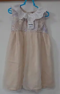 【プティマイン】未使用タグ付　ベージュ系ワンピース