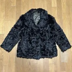 黒 本革　ファーコート