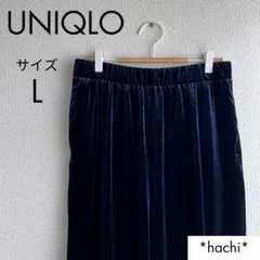 UNIQLO ユニクロ ワイドパンツ レディース L ネイビー コーデュロイ