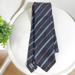 【お試し価格】UNITED ARROWS ブランドネクタイ シルク 黒×水色