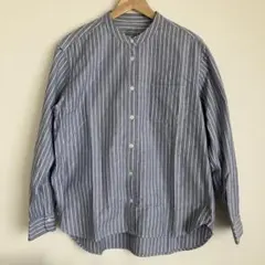 無印良品　バンドカラーストライプシャツ