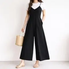 イング【M】サロペット キャミソール ワイドパンツ 体型カバー ノースリーブ