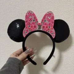 ミニーマウス カチューシャ ピンクリボン