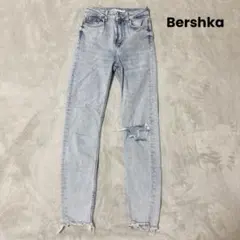 Bershka ダメージ加工 スーパースキニーハイウエストデニム 32