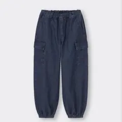 ジーユー　デニムワイドカーゴジョガーパンツ　110 ネイビー