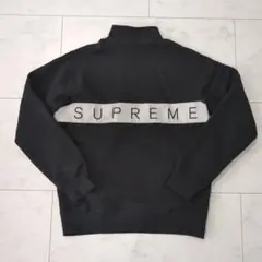 SUPREME スウェット ハーフジップ 刺繍ロゴ 黒 L. SUPREME スウェット ハーフジップ 刺繍ロゴ 黒 L
