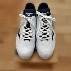 MIZUNO 野球 ソフトボール 金スパイク ホワイト ネイビー 25.5 - メルカリ