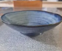 美濃焼　浅い小鉢3点　ブルー青　17cm