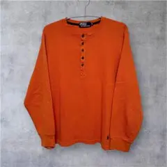 【Ralph Lauren】ヘンリーネック サーマルロンT オレンジ ワッフル