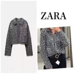 ZARA パール付きニットカーディガン