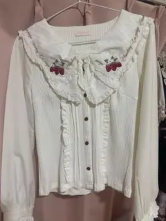 LIZ LISA 半袖ストロベリー刺繍ブラウス ホワイト - メルカリ