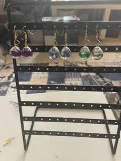 ハンドメイド 球体ピアス 3点セット