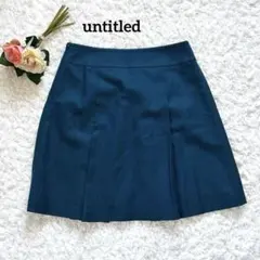 美品 untitled プリーツスカート ウール ブルーグリーン ミニ丈 M