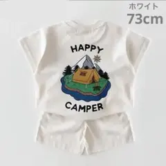 【新品】73cm CAMPER　セットアップ　韓国ベビー服 キャンプ　ホワイト