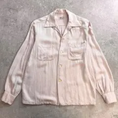 50s TOWNCRAFT ピンク レーヨンシャツ ハンドステッチオープンカラー