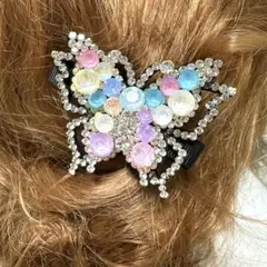 一点物❤︎プレミアム限定620キラキラストーン大きめくり抜き蝶々ジュエリーヘアピン