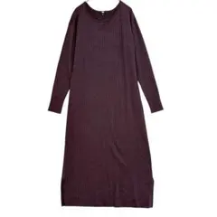 UNIQLO ユニクロ　メリノブレンドボートネックワンピース　ワイン　S