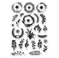 クリアスタンプ1982：丸フレーム（草花③）《おまとめご購入で20%OFF！》