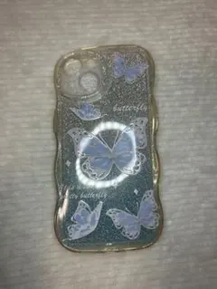 蝶デザイン透明ソフトケース iPhone14用