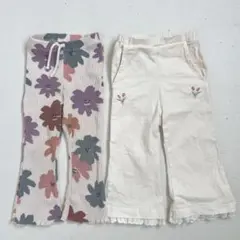 90cm 花柄フレアパンツセット ZARA mamaraku 白