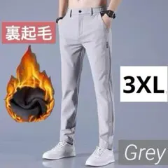 加熱 カジュアル パンツ 3XL グレー 裏起毛 冬 ズボン ゴルフ 高品質