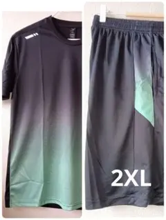 新品⭐️メンズスポーツジャージ上下セット（黒・緑グラデーション）2XL