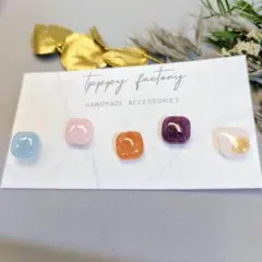 672.ハンドメイド ピアス まとめ売り サージカルステンレス 樹脂ピアス