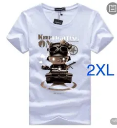 ユニセックスＴシャツ  キャラクター　アニマル　デザインＴシャツ   白　2XLのサムネイル