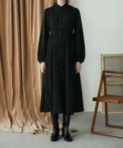 マウジー MOUSSY ドットプリント ウエストシェイプ ロングワンピース