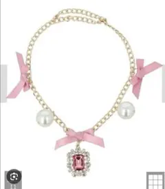 未使用　メゾンドフルール　バッグ　チャーム　ビジュー　ピンク　パール