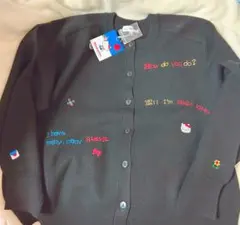 サンリオ キティ ニットカーディガン シャンブル 黒 Mサイズ