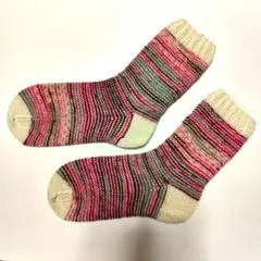 手編み靴下(ジョグレスストライプ)