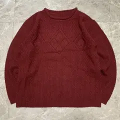 バーガンディ ケーブルニット セーター 長袖 g65