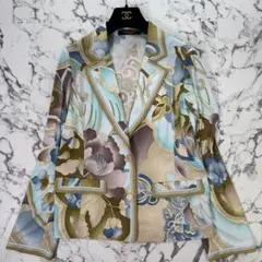 レオナール　テーラードジャケット　カンカン素材　花柄　ボタニカル　フラワー　L