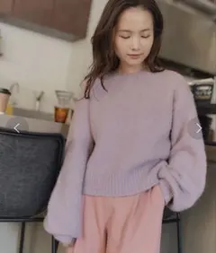 新品☆ティティベイト☆ブークレボリュームスリーブニットトップス☆ラベンダー