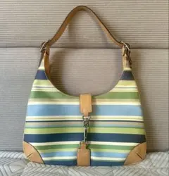 coach ワンショルダーハンドバッグ キャンバス レザー グリーン