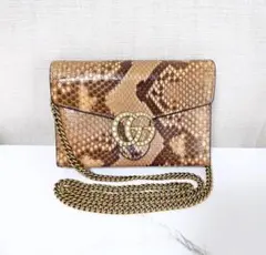 チェーンウォレット　パイソン　財布　グッチ　ショルダーバッグ　GGモーメント